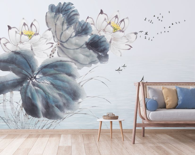 Lotus Floral Art Wallpaper Mural
