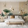 Papier peint oiseaux grue chinois fleurs lotus