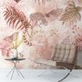Pink Leaf and Blossom Wallpaper Mural