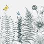 Charcoal Leaf and Flower Wallpaper Mural