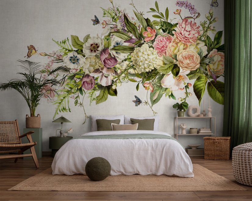 Vintage Hydrangea Floral Wallpaper Mural