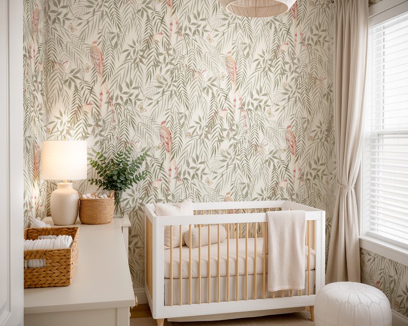 Watercolor Tropical Bird Garden Wallpaper Mural