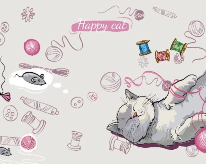 Kids Happy Cat Wallpaper Mural