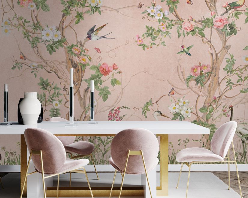 Chinoiserie Peony Tree Wallpaper Mural
