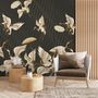 Gold Style Vintage Asian Crane Birds Wallpaper Mural