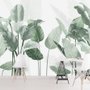 Papier peint panoramique de feuilles tropicales vertes et fraîches