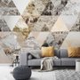 Papier peint panoramique géométrique avec motif de forêt