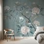 Vintage Peony Floral and Swallow Wallpaper Mural