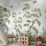 Kids Tropical Forest with Cute Rabbits Wallpaper Mural