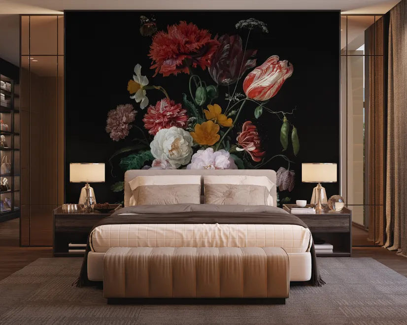 Dutch Florals Still Life Flowers in Vase Wallpaper Mural