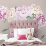 Aquarelle rose blanc Bouquets floraux avec feuilles vertes Stickers muraux