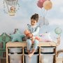 Aquarell Niedliche Häuser mit Fliegenden Tieren Fototapete für Kinder