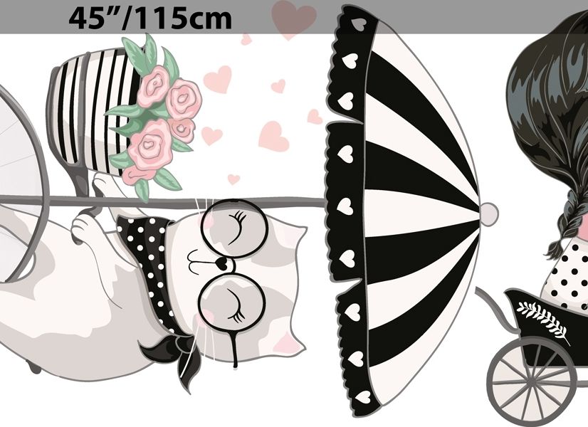 Cute Cat and Beautiful Girl Riding the Bike Wall Decal Sticker