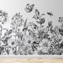 Schwarz-Weiß Blumen Fototapete