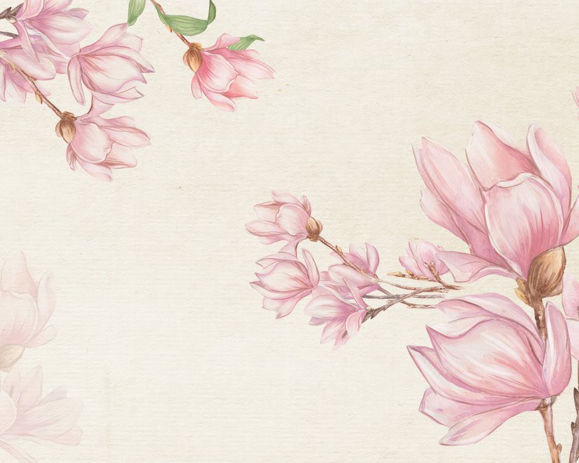 Aquarell Pink Magnolia Blüten Fototapete