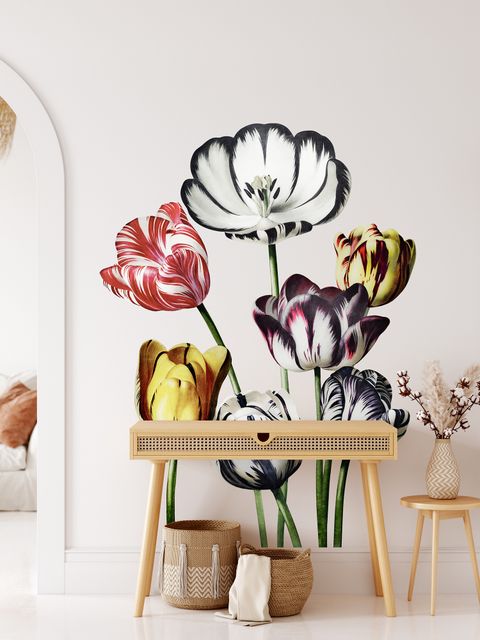 Stickers muraux tulipes hollandaises colorées 3d
