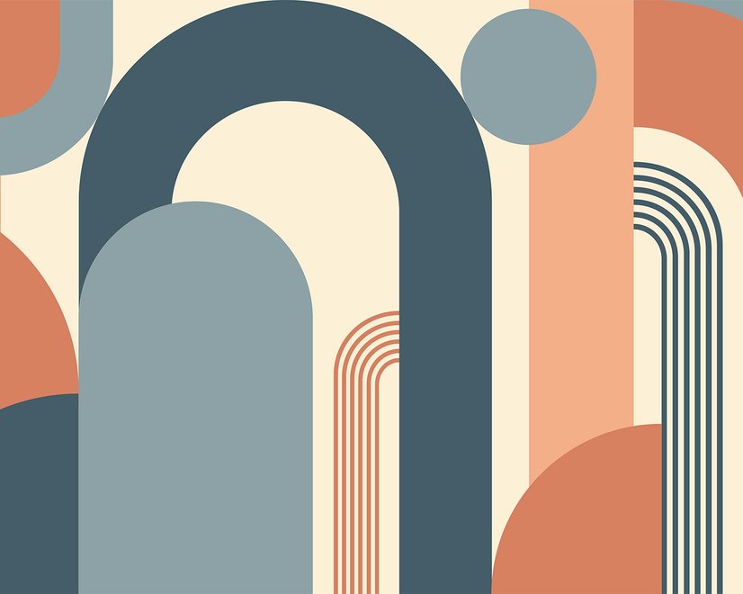 Geometric Arch with Shapes Wallpaper Mural