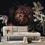 Dark Floral Bouquet with Red Peony and Lily Wallpaper Mural