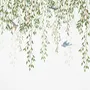 Green Hanging Leaves with Colorful Birds Wallpaper Mural