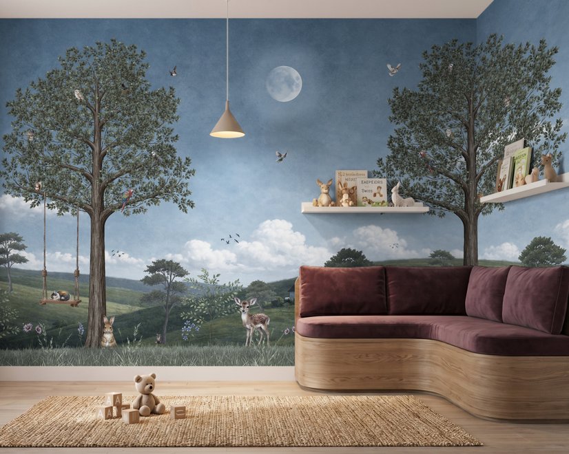 Kids Forest Animals Landscape Wallpaper Mural