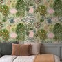 Watercolor Citrus Trees and Floral Brach Wallpaper Mural