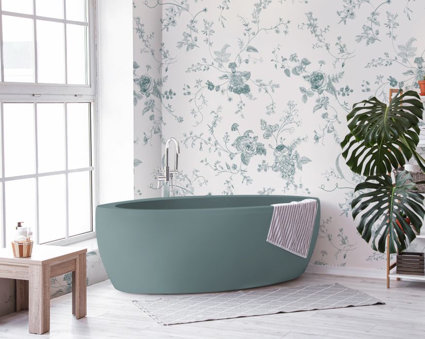Monochrome Floral Drawing Art Wallpaper Mural