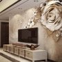 Dark Rose and Daisy Floral Wallpaper Mural
