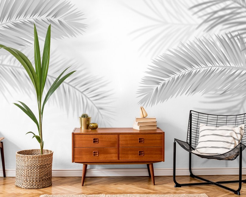 Dark Tropical Leaf Wallpaper Mural