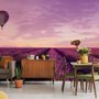 Serene Sunset Lavender and Balloon Landscape Wallpaper Mural