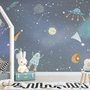 Kinder Cartoon-Weltraum mit bunten Planeten und kleinen Sternen Fototapete