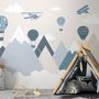 Papier peint paysage montagne montgolfières chambre bébé
