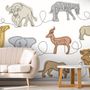 Abstract Animal Line Art Wallpaper Mural