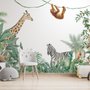 Niedliche Safari-Tiere mit Dschungel Fototapete für Kinder