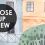 Kids Small Town Cute Watercolor House Wallpaper Mural