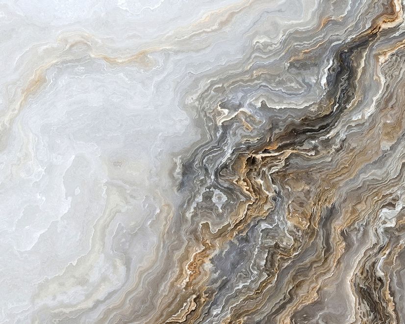 Dark Marble Gray and Brown Waves Wallpaper Mural