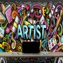 Fototapete Zeichnender Graffiti-Künstler mit farbenfroher Malerei