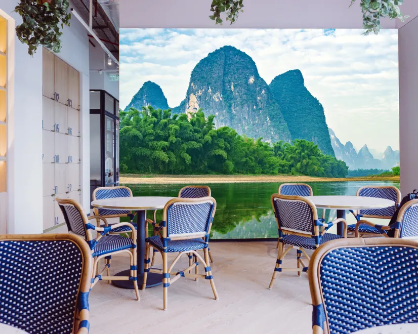 Forest Lake Landscape with Mountains Wallpaper Mural