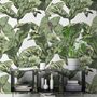 Green Tropical Bananana Leaves with Calla Lily Flowers Wallpaper Mural