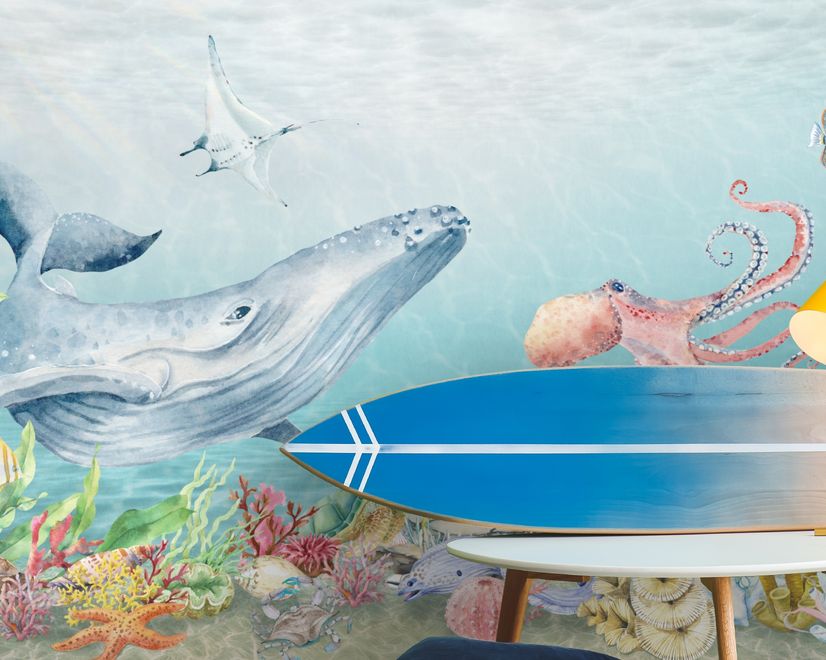 Kids Cute Whale Undersea Wallpaper Murals