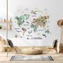 Kids Watercolor World Map Wall Decal Sticker