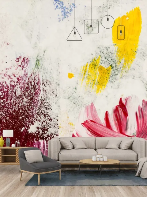 Pink Rote Acryl Blumenstrauß Fototapete