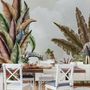 Papier peint panoramique vintage à feuilles tropicales