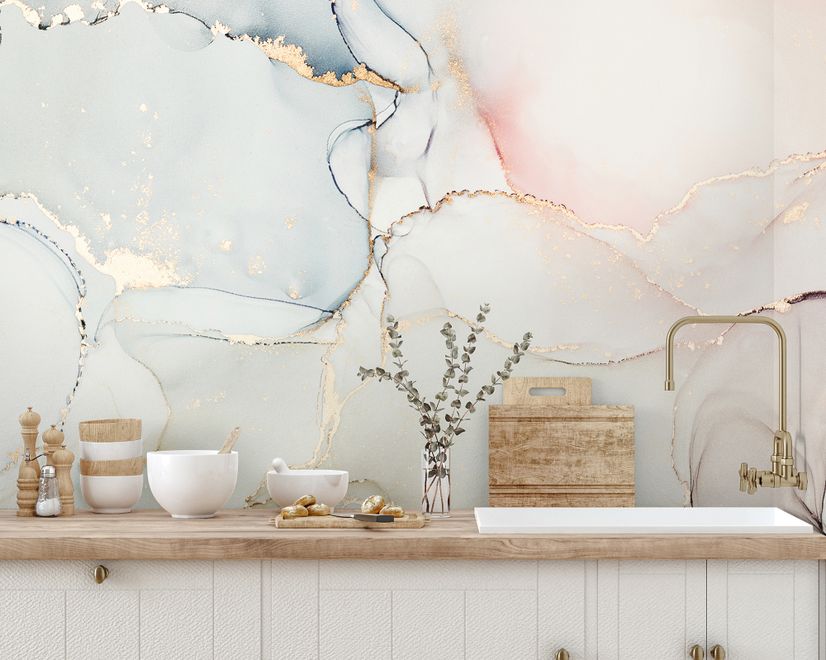 Soft Neutral Abstract Marble Art Wallpaper Mural