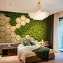 Hexagon Honeycomb Pattern and Fresh Grass Wallpaper Mural