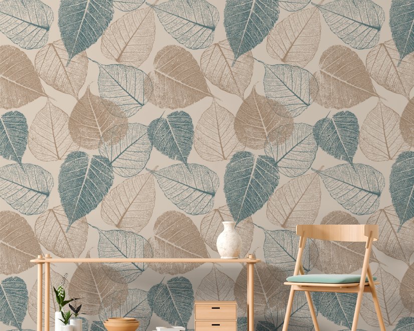 Papier peint panoramique vintage à base de feuilles