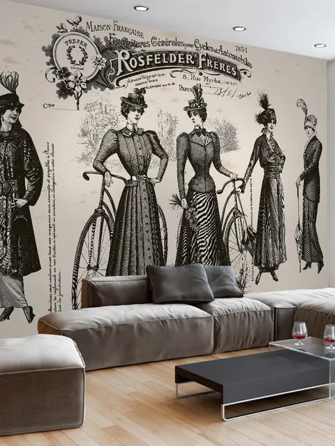 Retro French Clothing Art Wallpaper Mural