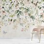Papier peint aquarelle floral doux avec feuilles vertes