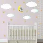 White Cloud and Stars Wall Decal Sticker