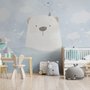 Cartoon Bear with Nightscape Wallpaper Mural