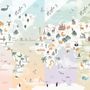Papier peint carte monde rose animaux mignons ballons enfants